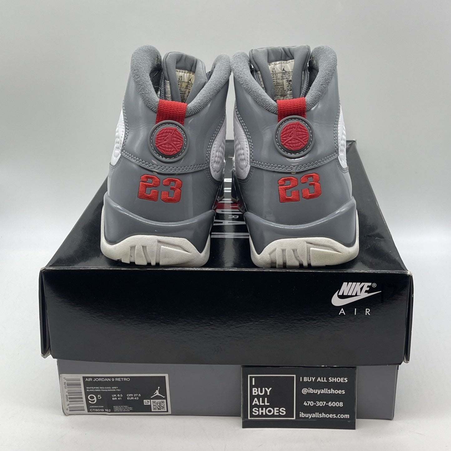 Size 9.5 - Air Jordan 9 Retro Mid Fire Red Grey White Leather (CT8019-162)