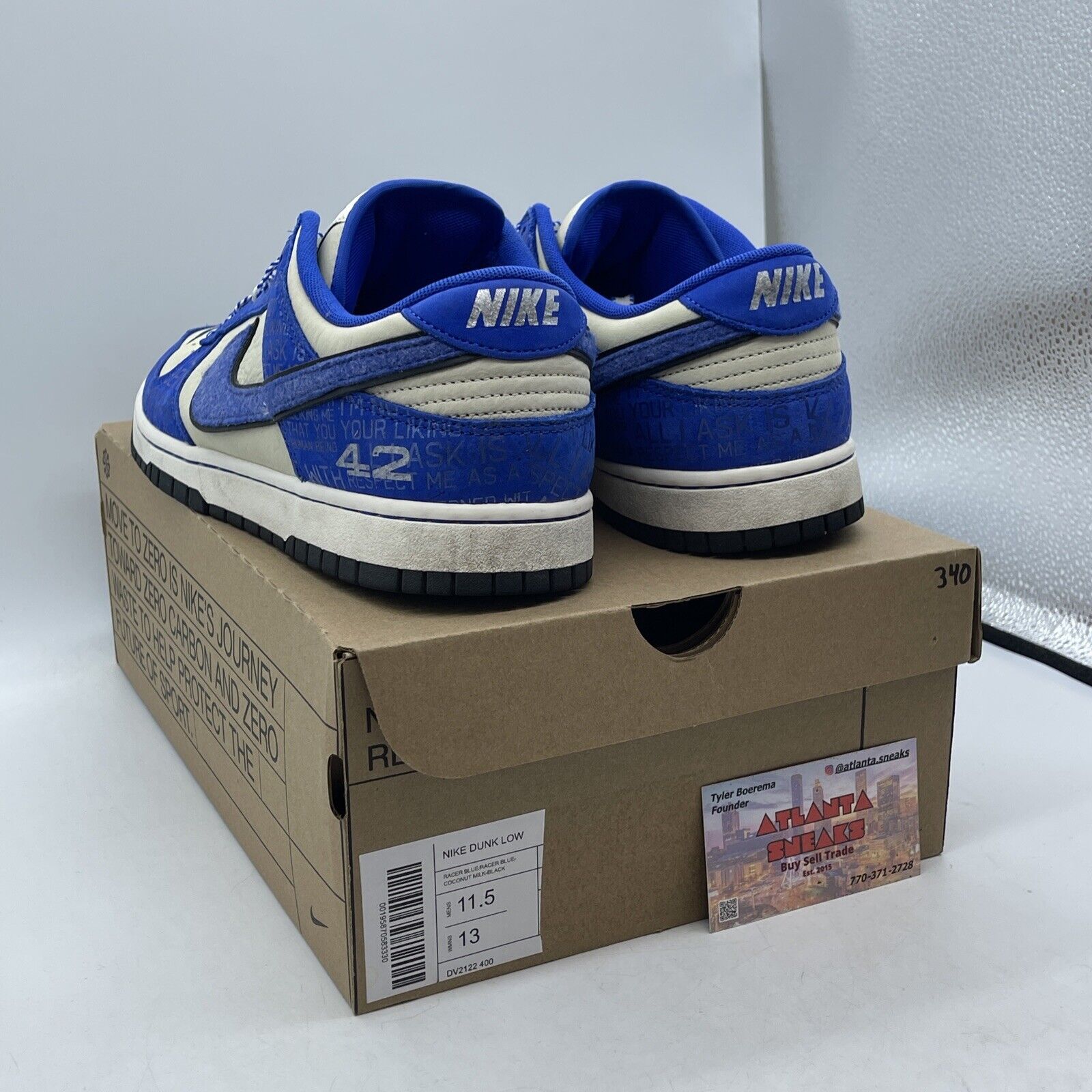 Size 11.5 - Nike Dunk Low Jackie Robinson Blue Grey Suede Leather (DV2122-400)