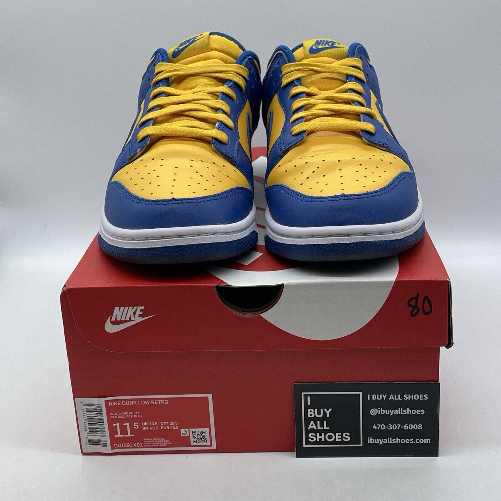 Size 11.5 - Nike Dunk Low UCLA Yellow Blue White Suede Leather (DD1391-402)