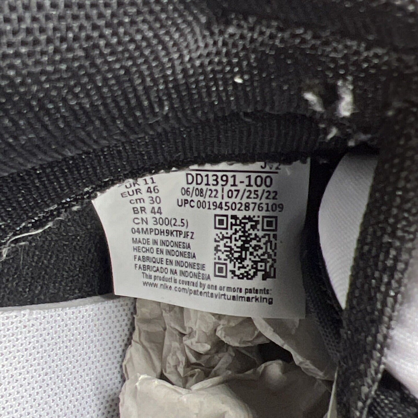 Size 12 - Nike Dunk Low Black White (DD1391-100) Leather