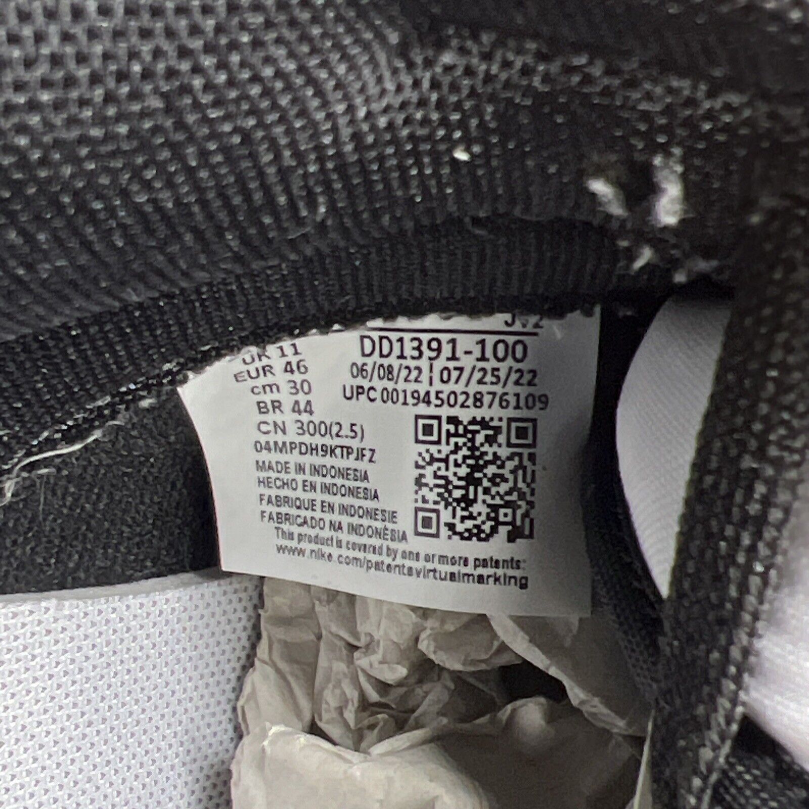 Size 12 - Nike Dunk Low Black White (DD1391-100) Leather