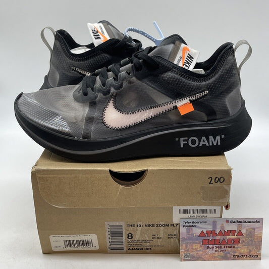 Size 8 - Nike Off-White x Zoom Fly SP Black White Orange (AJ4588-001)