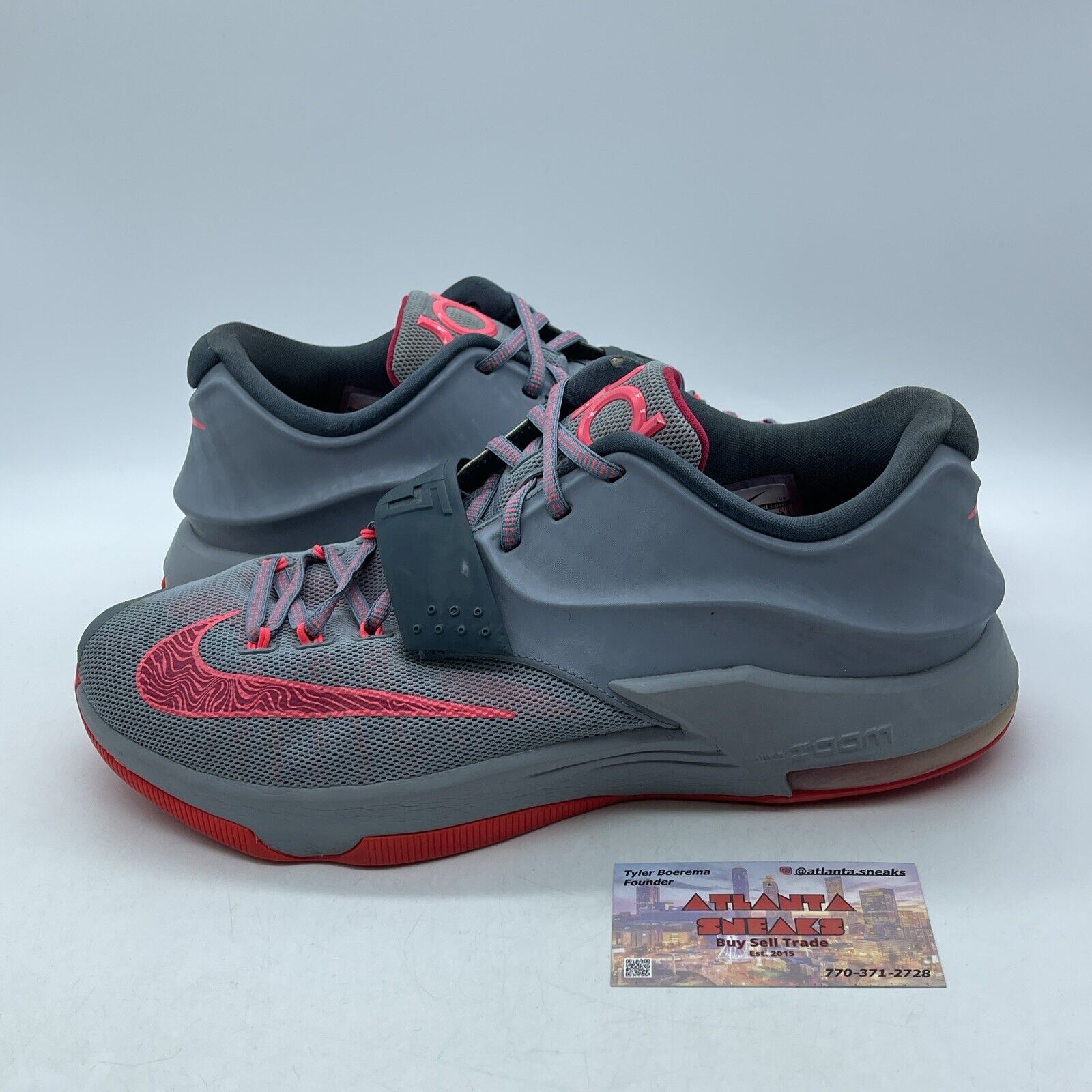 Size 10.5 - Nike KD 7 Calm Before The Storm Grey Pink Suede Leather (653996-060)