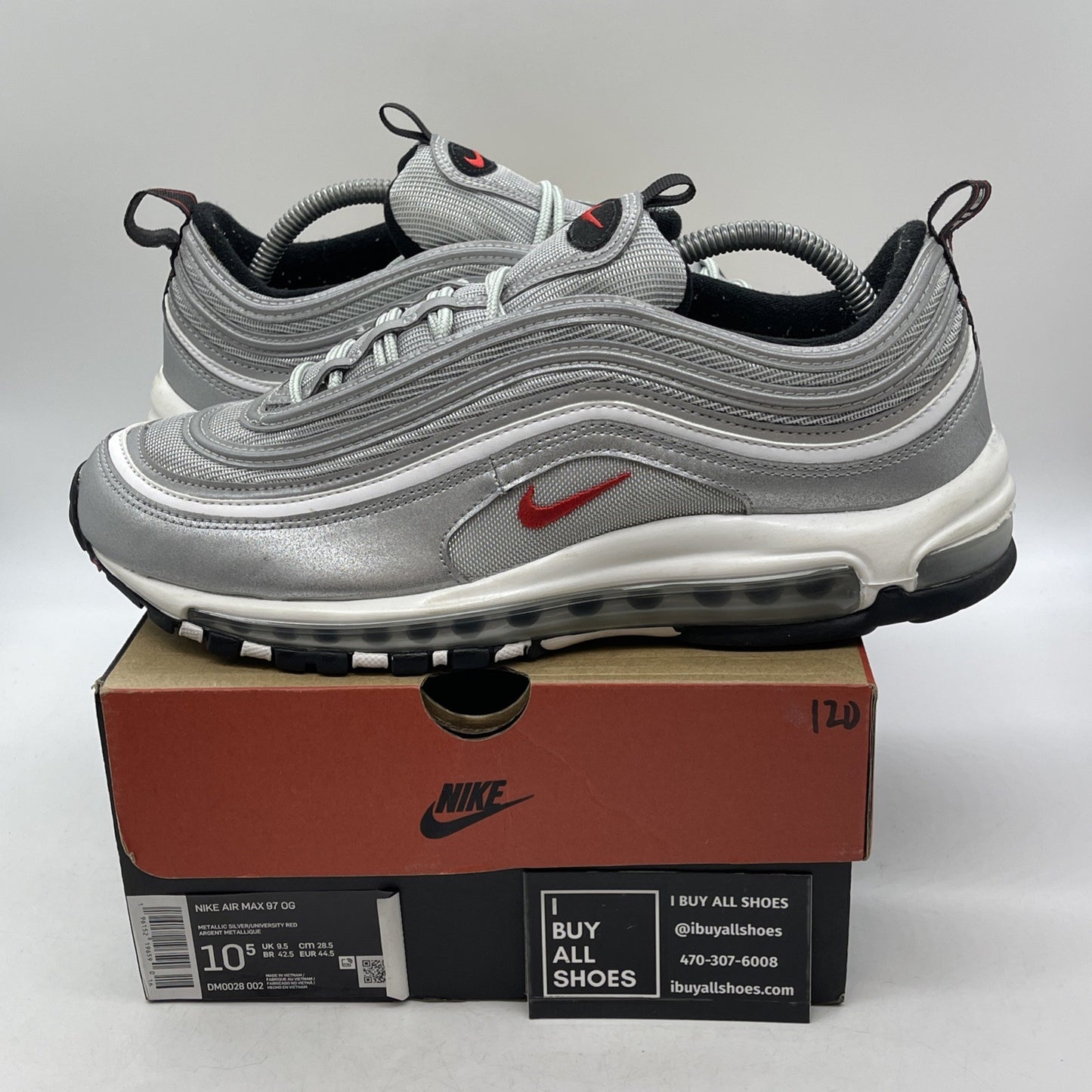 Size 10.5 - Nike Air Max 97 OG Silver Bullet Grey White Leather (DM0028-002)
