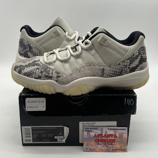 Size 8.5 - Air Jordan 11 Retro Low Light Bone Snakeskin White Leather CD6846-002