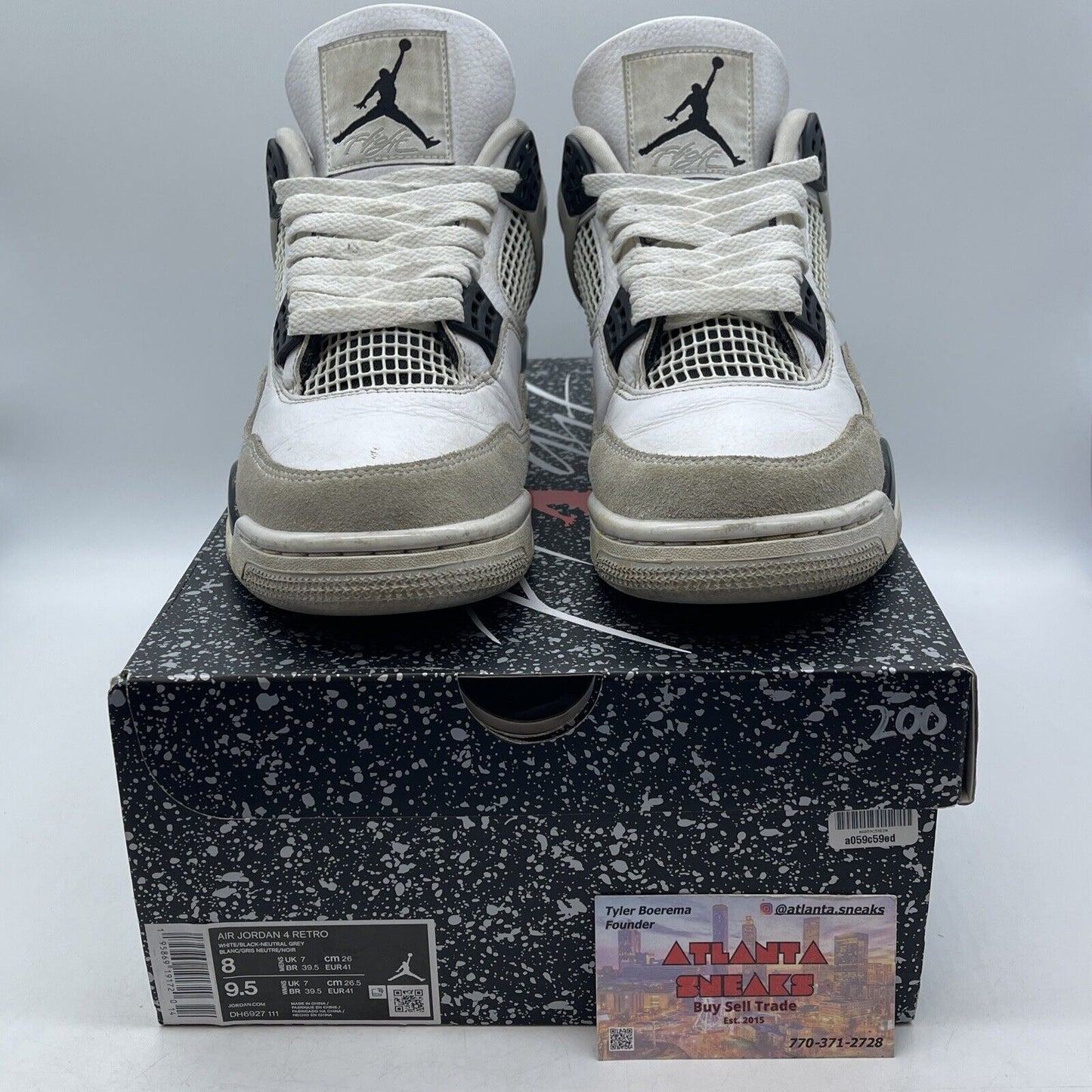 Size 8 - Jordan 4 Retro Mid Military Black White Suede Leather (DH6927-111)