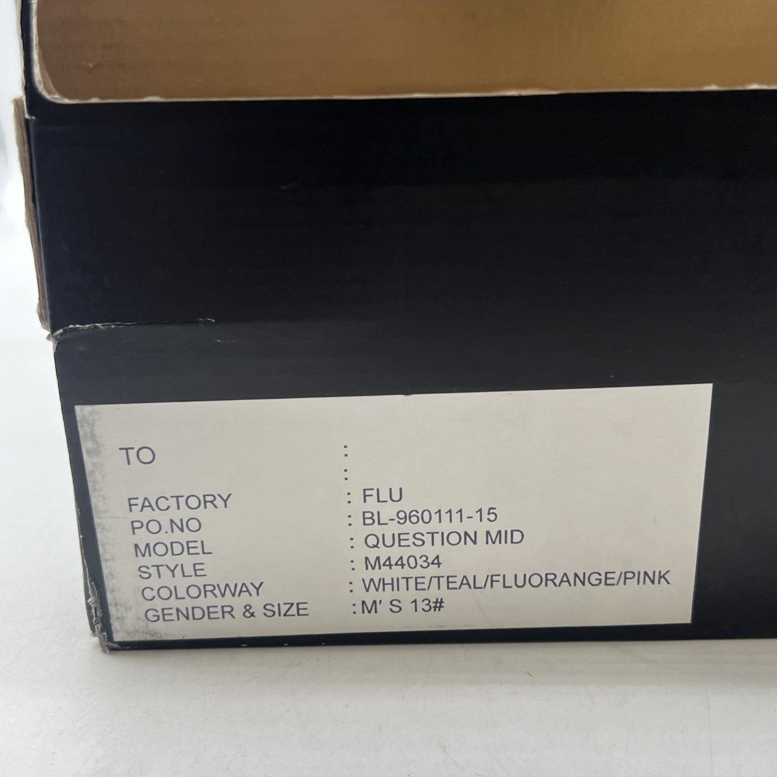 Size 13 - Reebok Question Mid White Noise Sample (M44034)