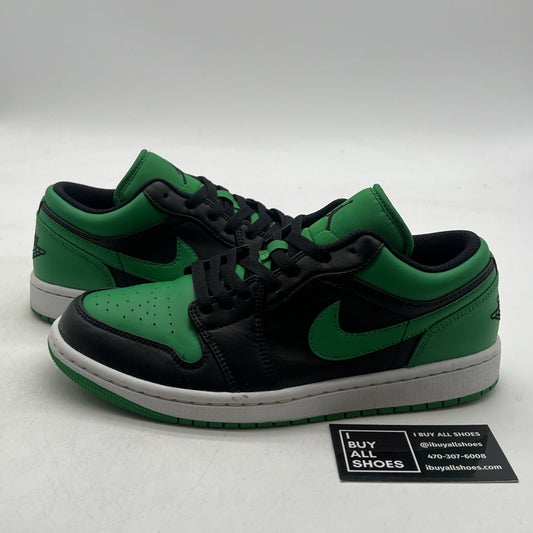 Size 7.5 - Air Jordan 1 Low Black Lucky Green (553558-065)