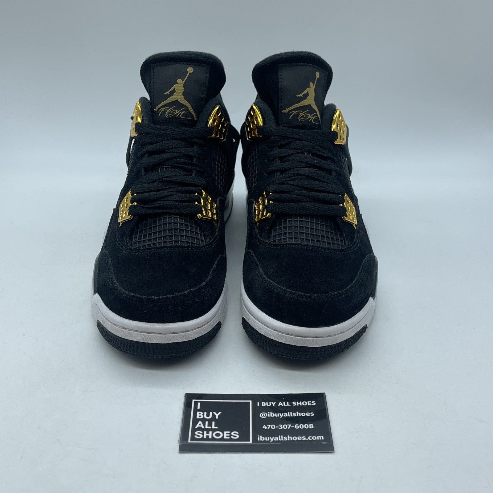 Size 9 - Jordan 4 Retro Royalty 2017 Black Gold Suede (308497-032)