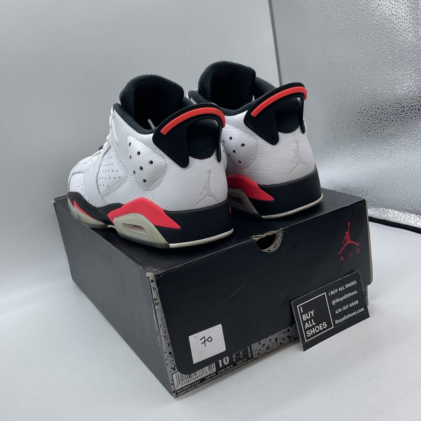 Size 10 - Air Jordan 6 Low White Infrared Black Leather (304401-123)