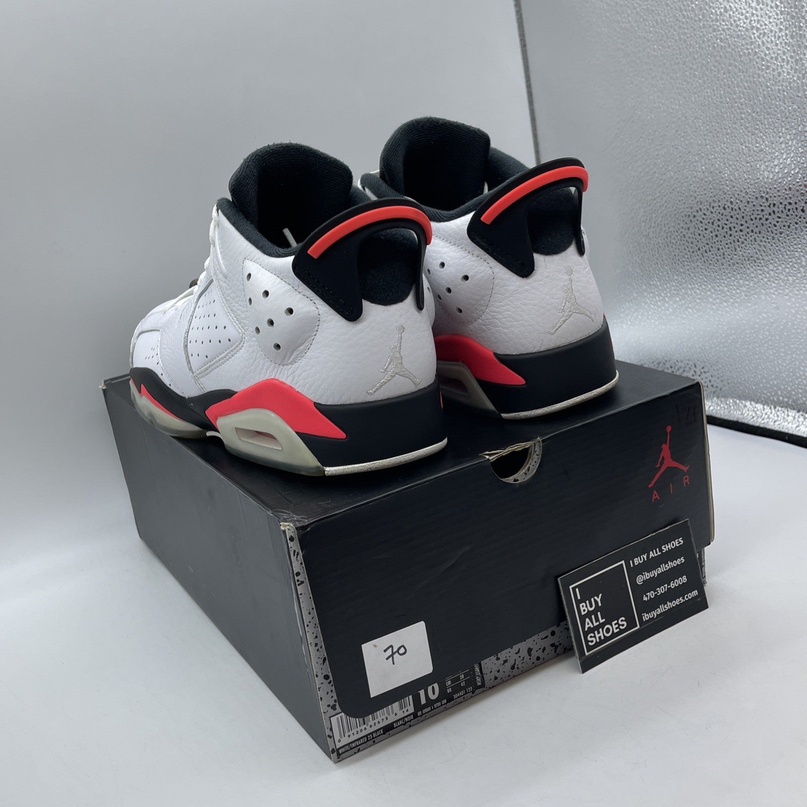 Size 10 - Air Jordan 6 Low White Infrared Black Leather (304401-123)