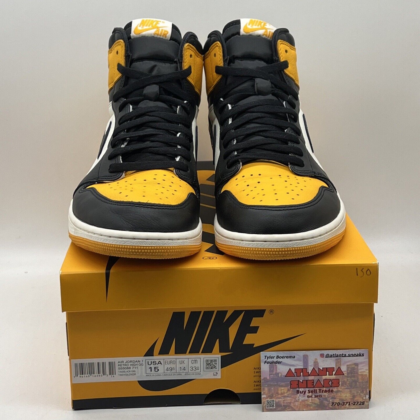 Size 15 - Jordan 1 Retro OG High Yellow Toe Black White Leather (555088-711)