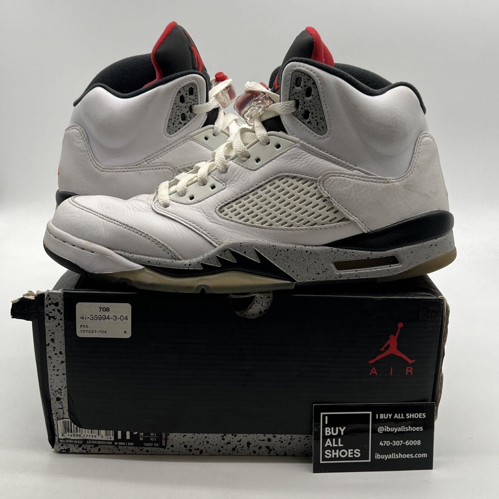 Size 11.5 - Air Jordan 5 Retro White Cement (136027-104)