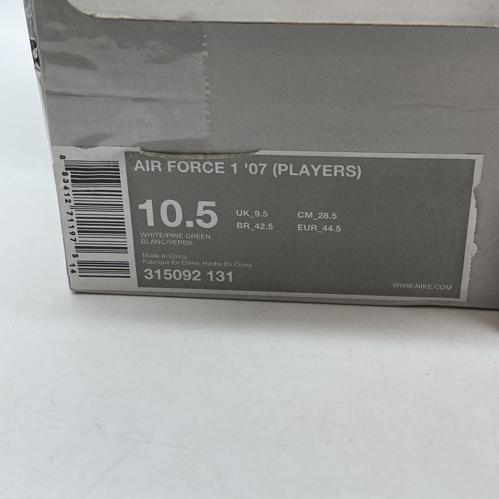 Size 10.5 - Nike Air Force 1'07 Players Green White Leather (315092-131)
