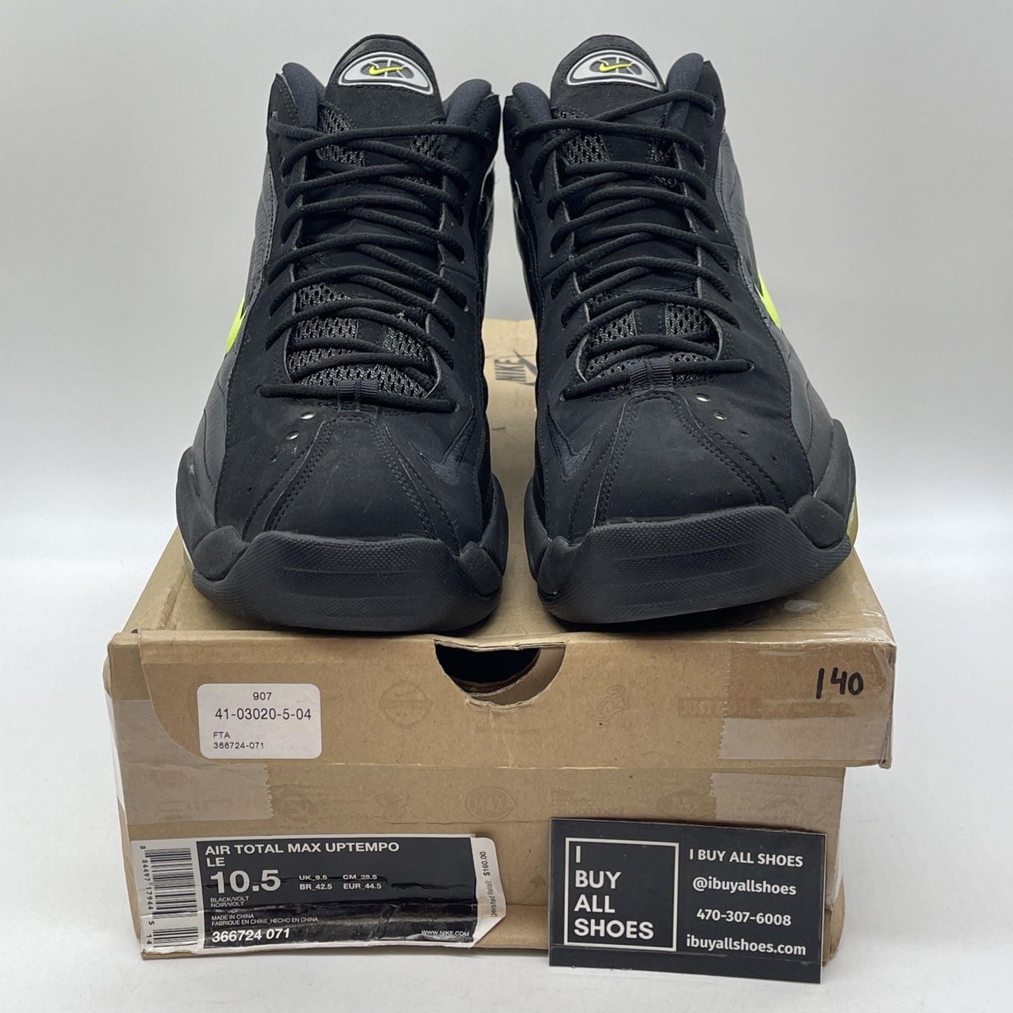 Size 10.5 - Nike Air Total Max Uptempo LE Black Volt Suede (366724-071)