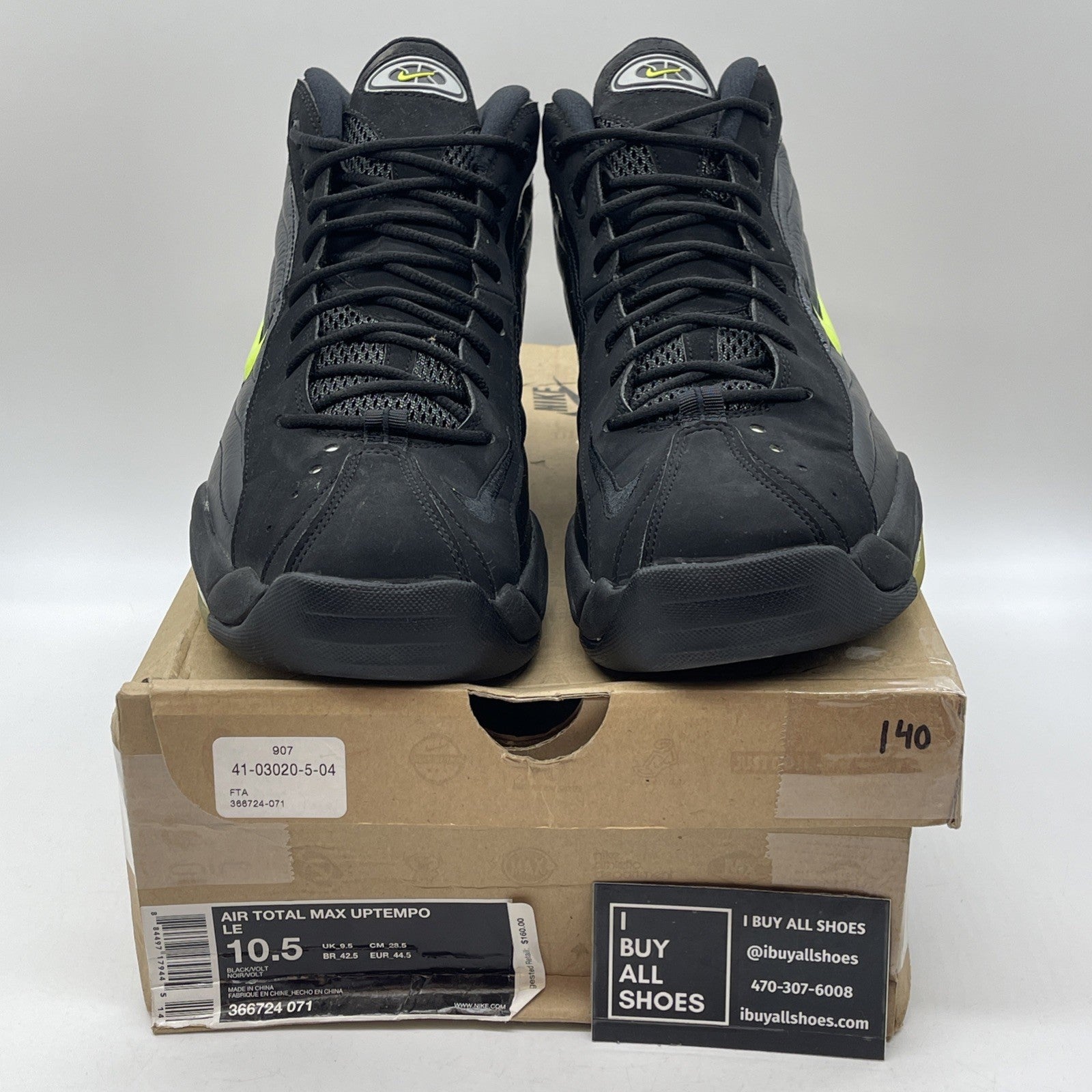 Size 10.5 - Nike Air Total Max Uptempo LE Black Volt Suede (366724-071)
