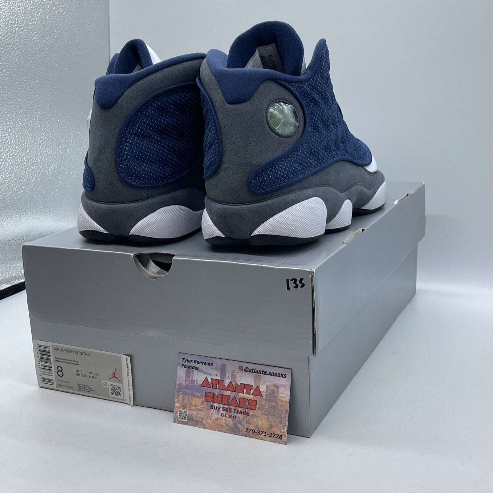 Size 8 - Jordan 13 Retro Mid Flint Blue Grey Suede White Leather (414571-404)