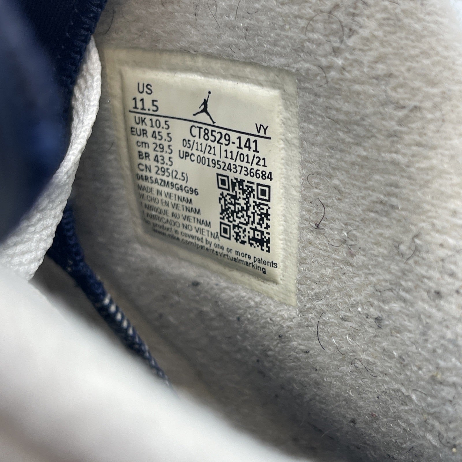 Size 11.5 - Jordan 6 Retro Midnight Navy White Leather (CT8529-141)