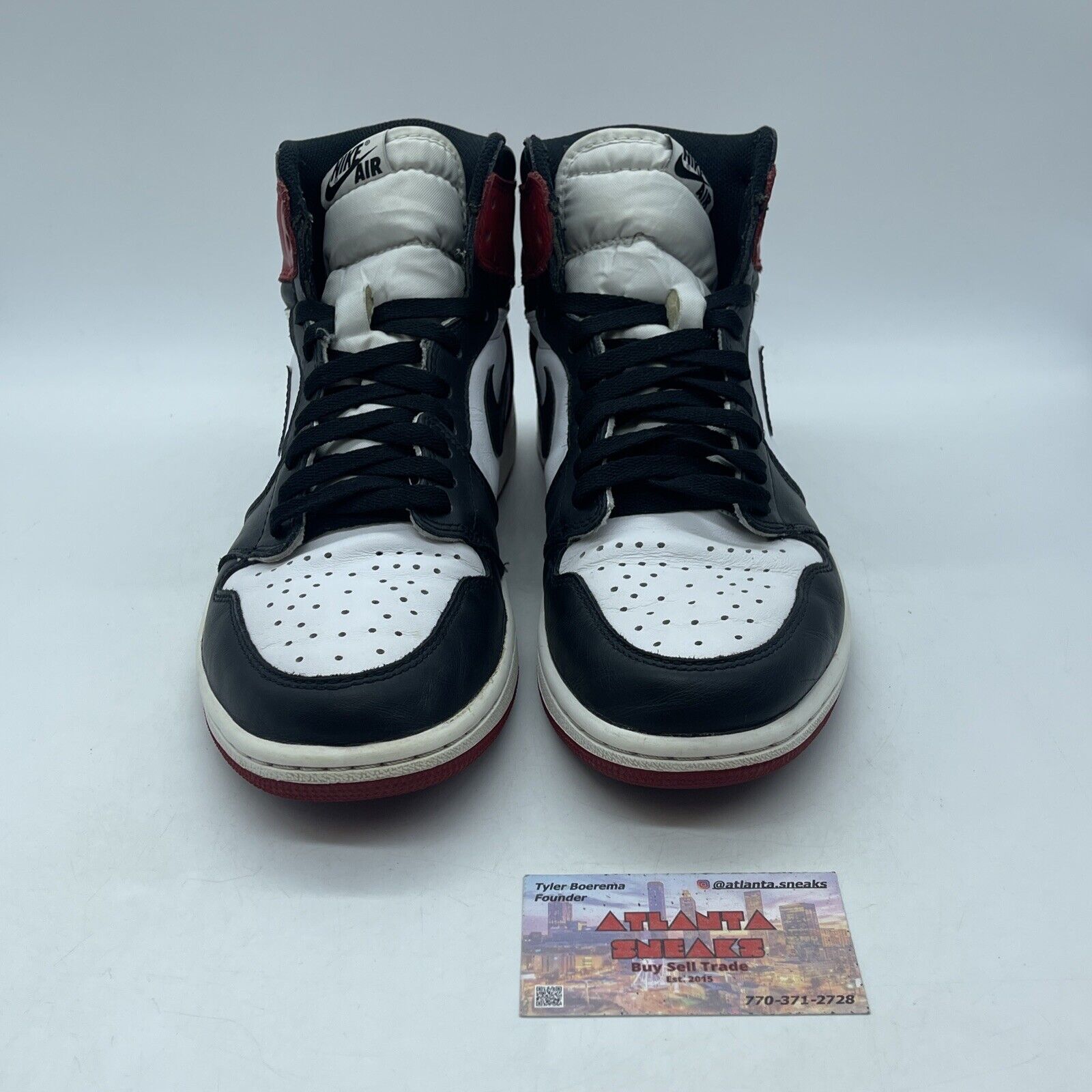 Size 10 - Jordan 1 Retro High OG Black Toe 2016 Red White Leather (555088-125)