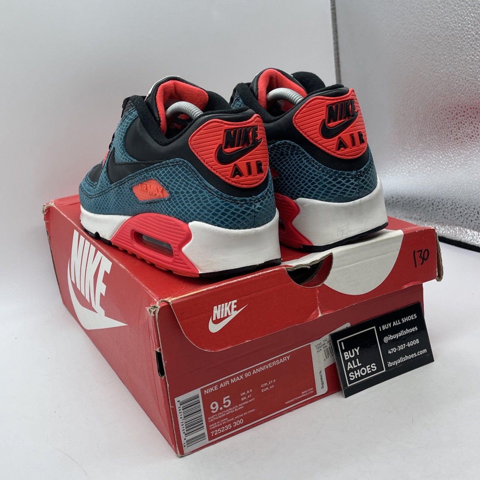 Size 9.5 - Nike Air Max 90 Anniversary Infrared Snake Leather (725235-300)