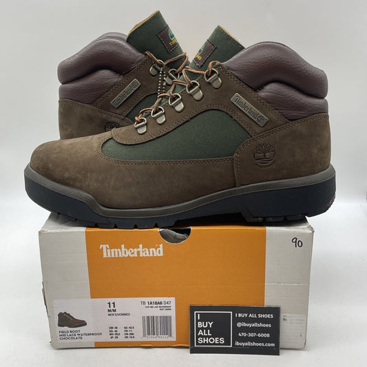 Size 11 - TIMBERLAND WATERPROOF FIELD BOOT BROWN OLIVE  BEEF BROCCOLI NUBUCK LOW