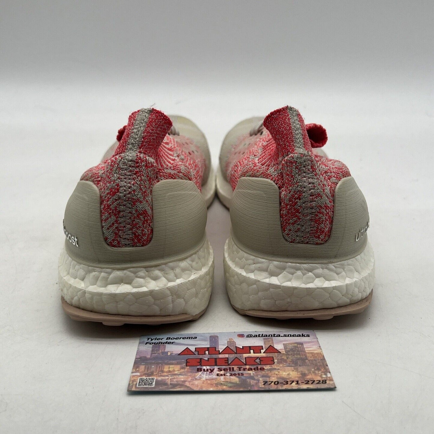 Size 9.5 - adidas UltraBoost Uncaged Raw White Shock Red W (B75863)