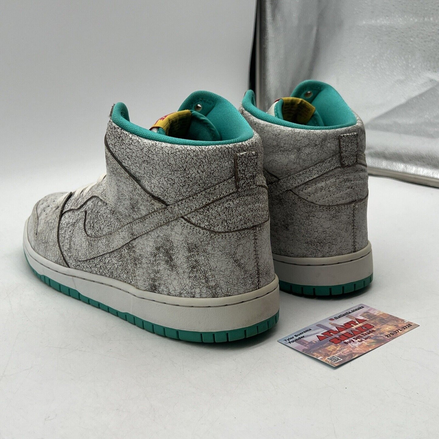 Size 12 - Nike Dunk Premium SB High Flamingo Aqua Leather (313171-117)