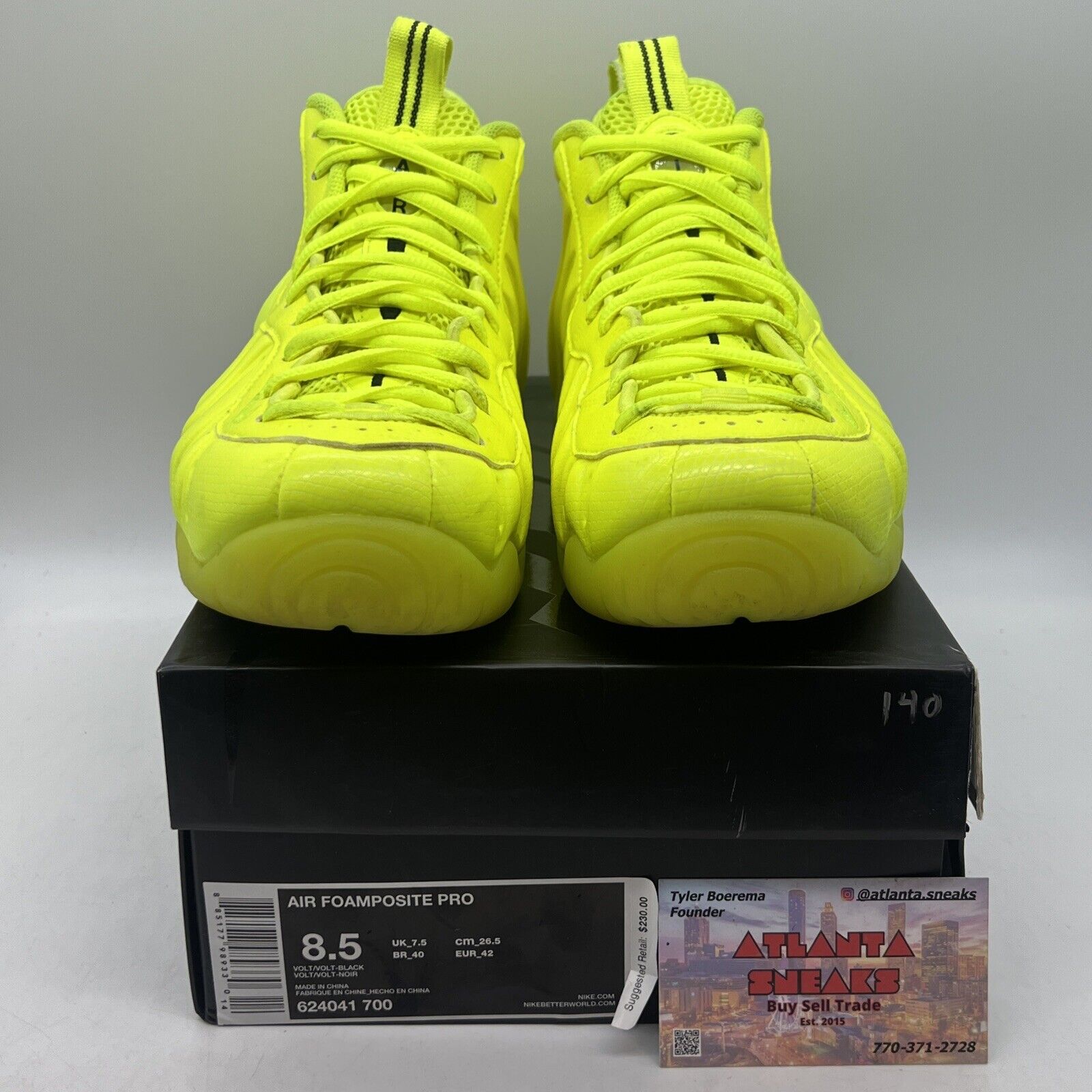 Size 8.5 - Nike Air Foamposite Pro Volt 2014 Black (624041-700)