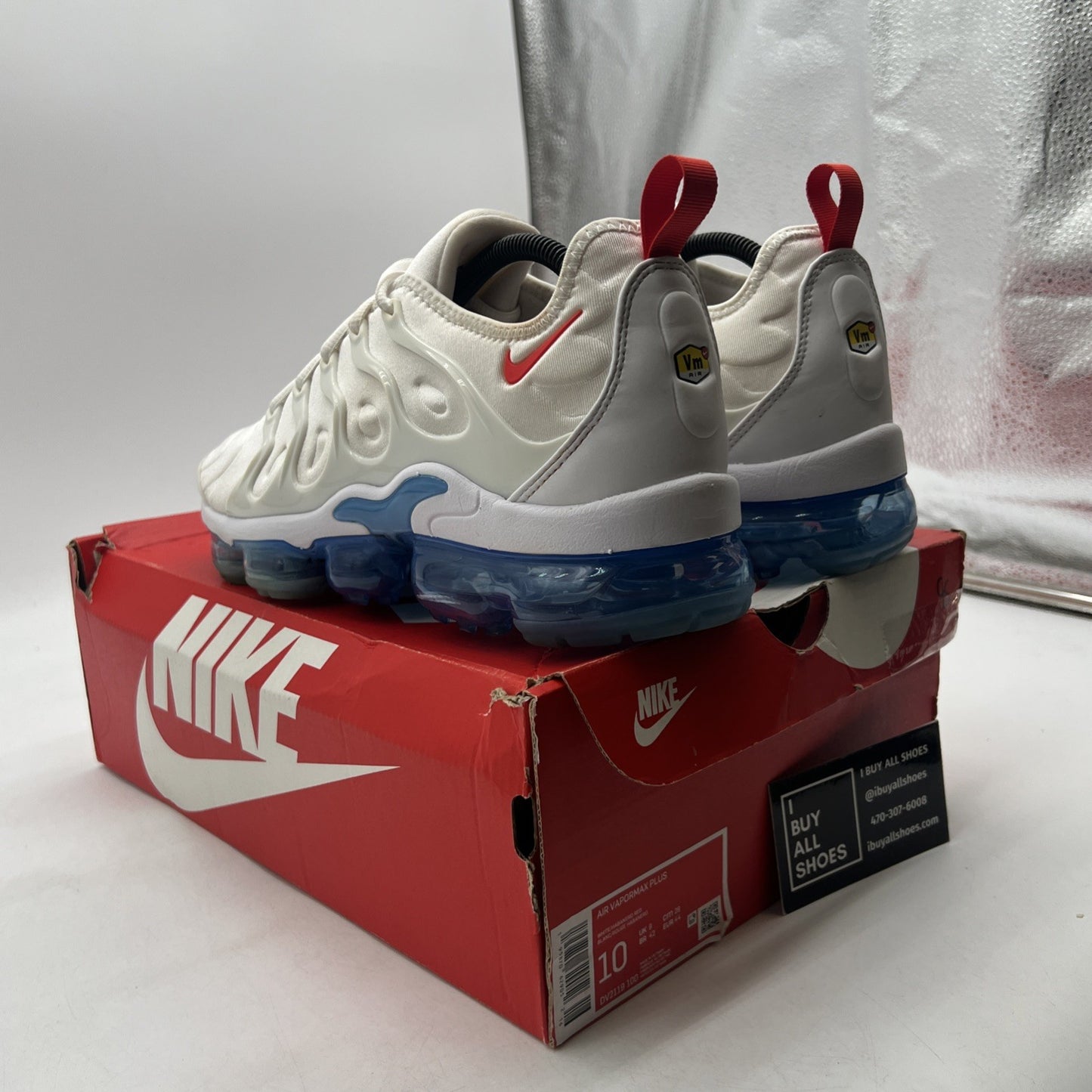 Size 10 - Nike Air VaporMax Plus White University Blue (DV2119-100)