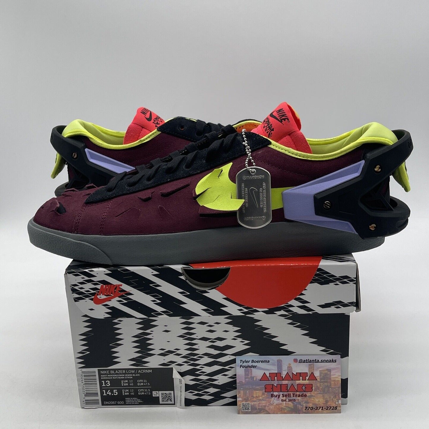 Size 13 - Nike Acronym x Blazer Low Night Maroon Black Suede Leather (DN2067-600