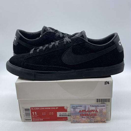 Size 11 - Nike Comme des Garçons x Blazer Premium SP Low Black Suede (633699-009