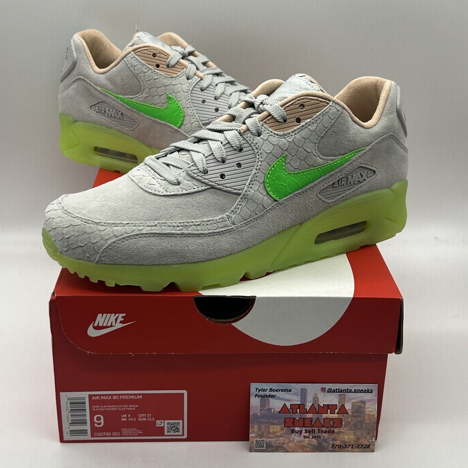 Size 9 - Nike Air Max 90 Premium New Species Brand New Og All Grey Green DS