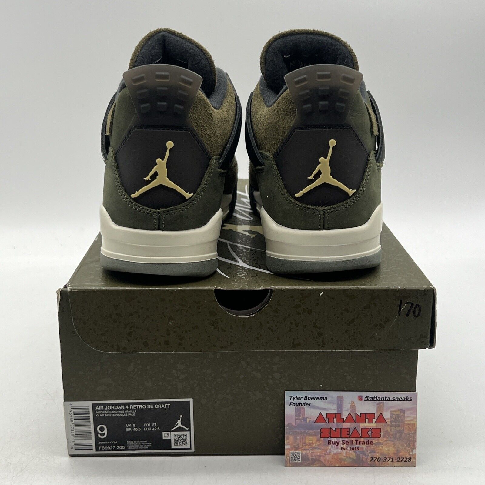 Size 9 - Jordan 4 SE Retro Low Craft - Olive Black White Suede (FB9927-200)