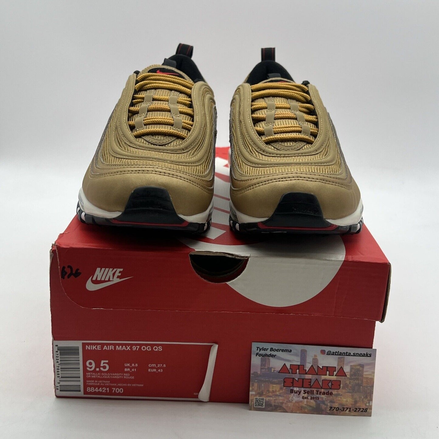 Size 9.5 - Nike Air Max 97 OG QS Metallic Gold (884421-700)