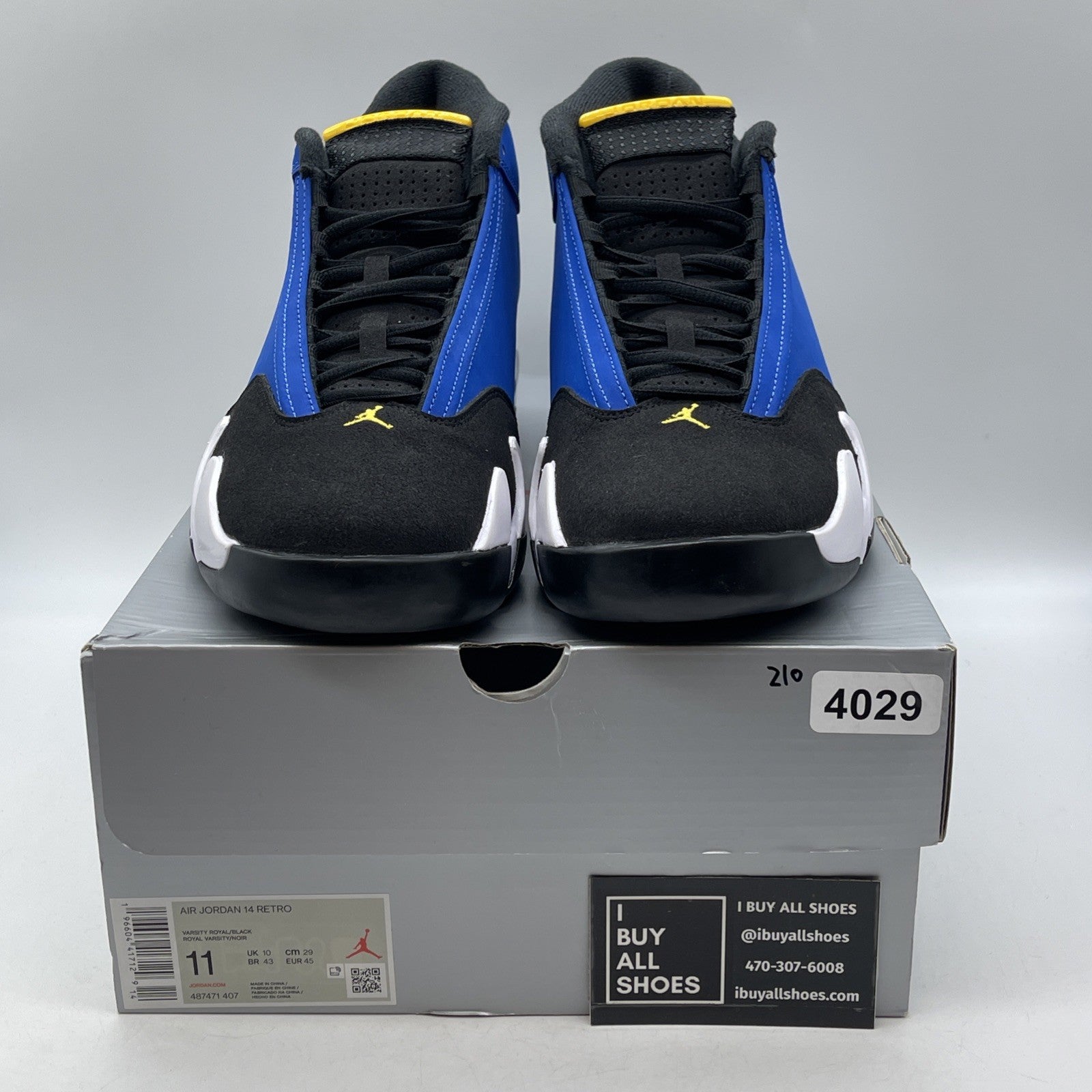 Size 11 - Air Jordan 14 Retro Laney Blue Black White Yellow Suede (487471-407)