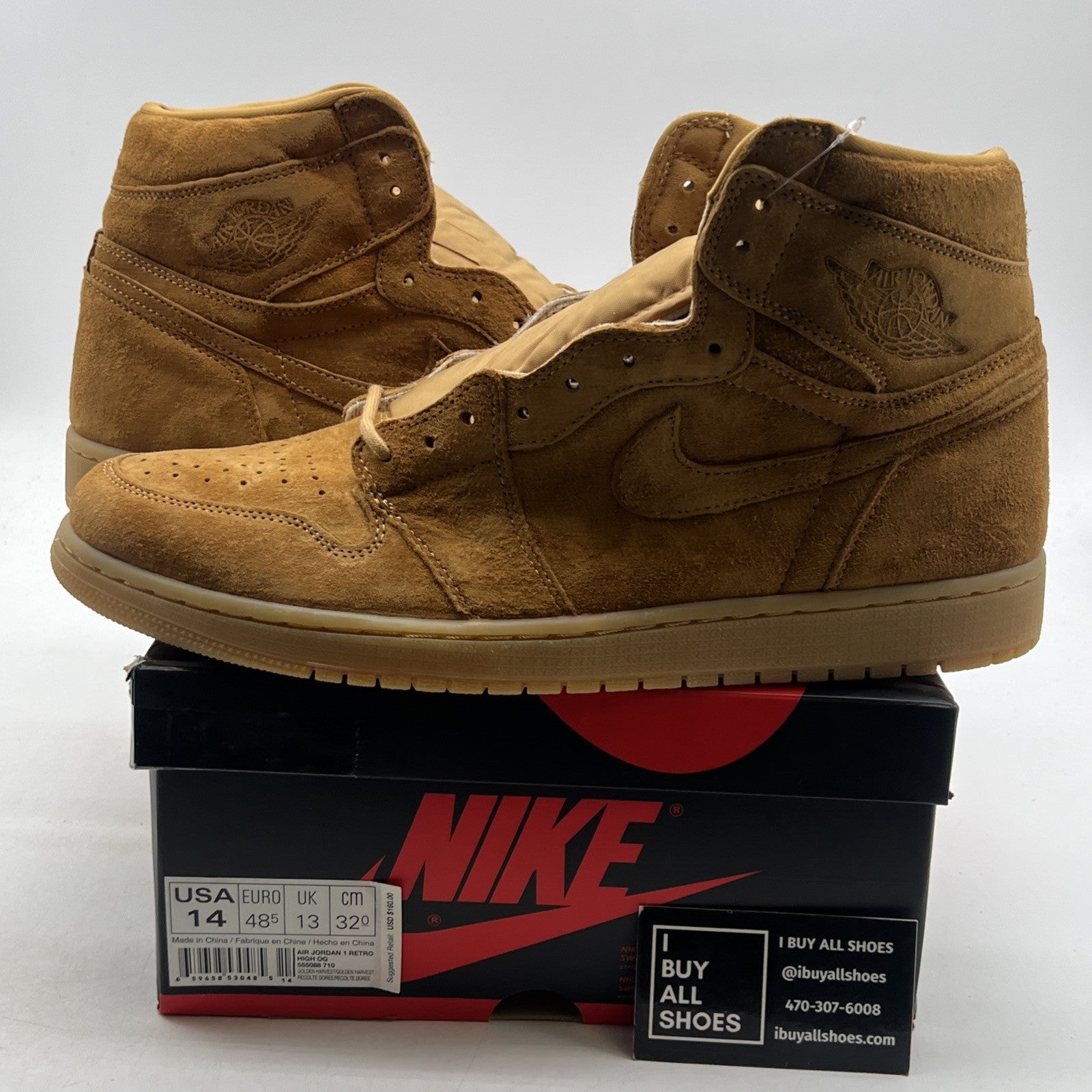 Size 14 - Air Jordan 1 Retro OG High Wheat (555088-710)
