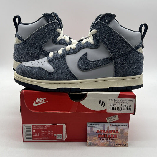 Size 9 - Nike Notre x Dunk High Midnight Navy White Suede (CW3092-400)