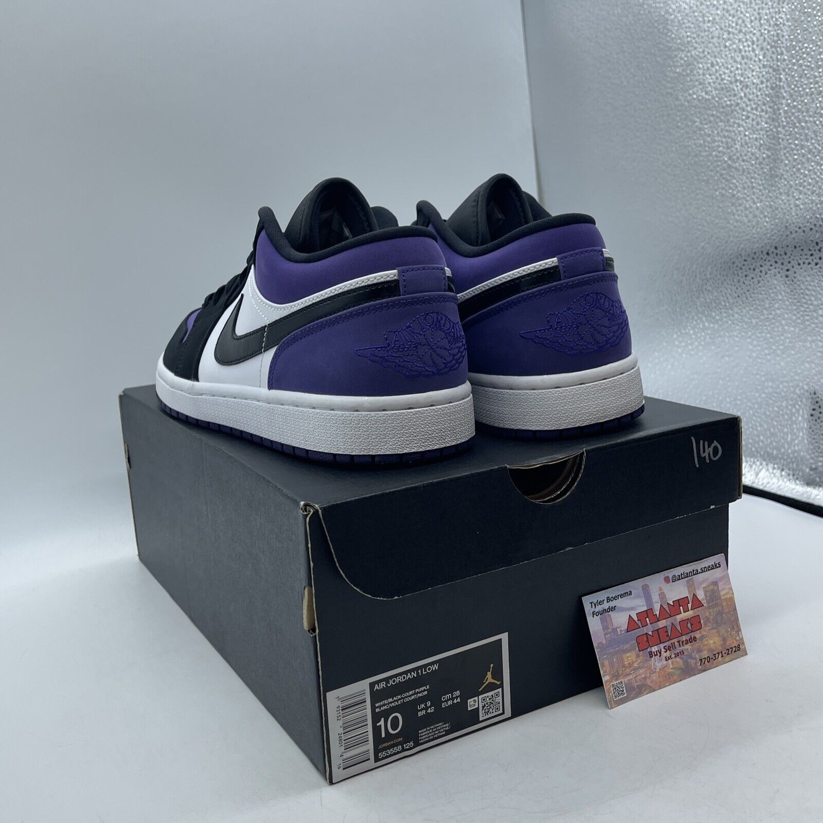 Size 10 - Air Jordan 1 Low Court Purple White Black Suede Leather (553558-125)