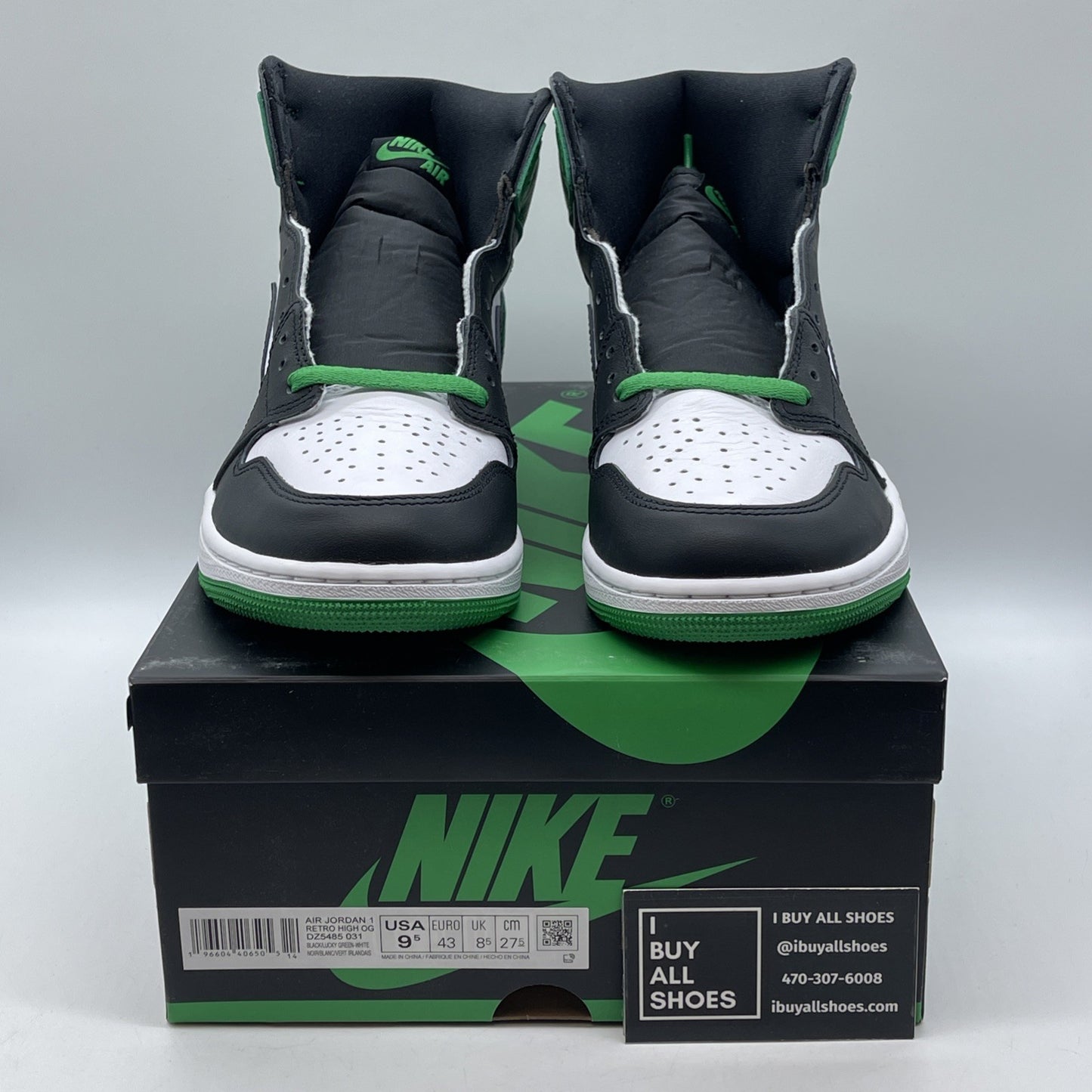Size 9.5 - Air Jordan 1 Retro OG High Lucky Green Leather (DZ5485-031)