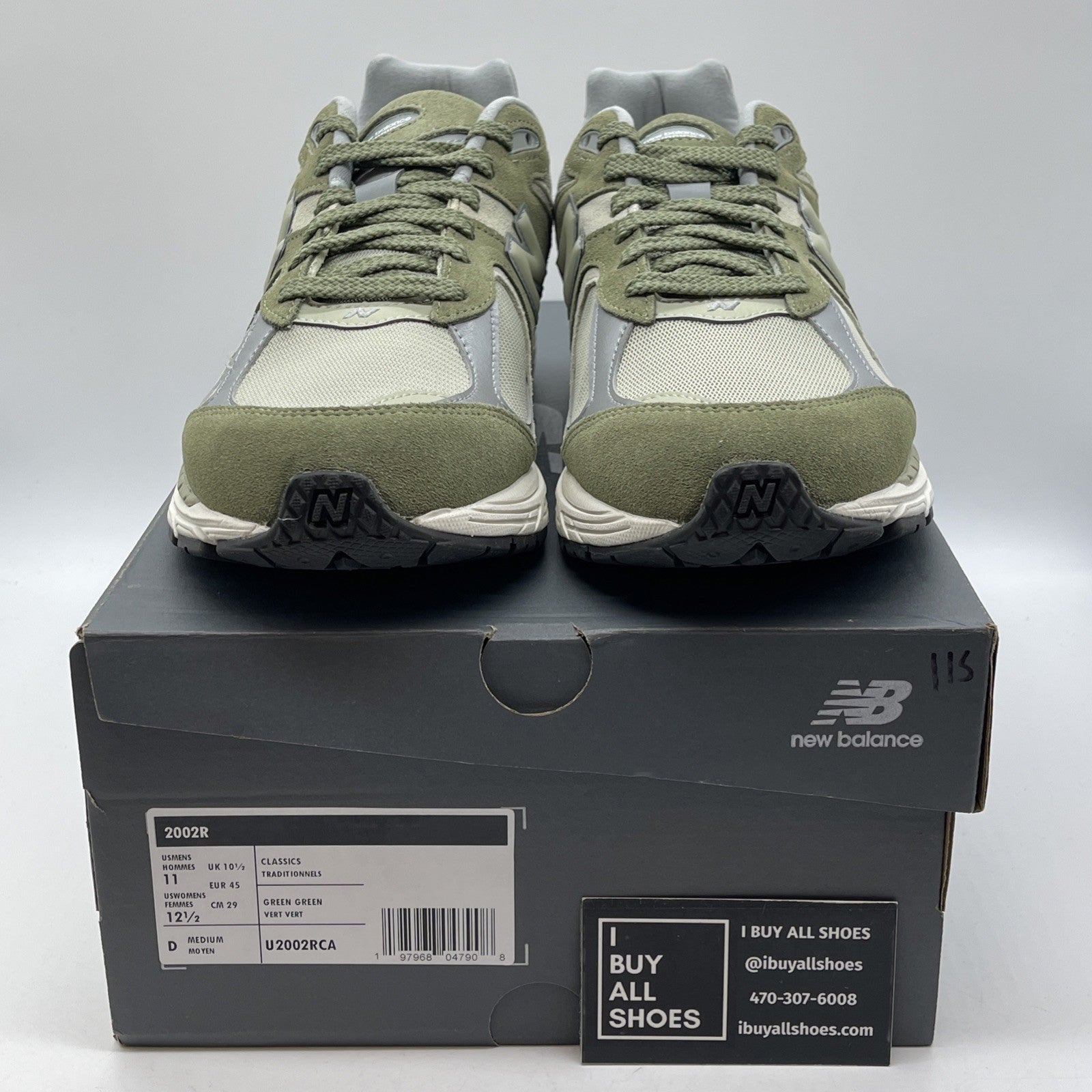 Size 11 - New Balance 2002R Dark Olivine Green Silver Suede Leather ( U2002rca