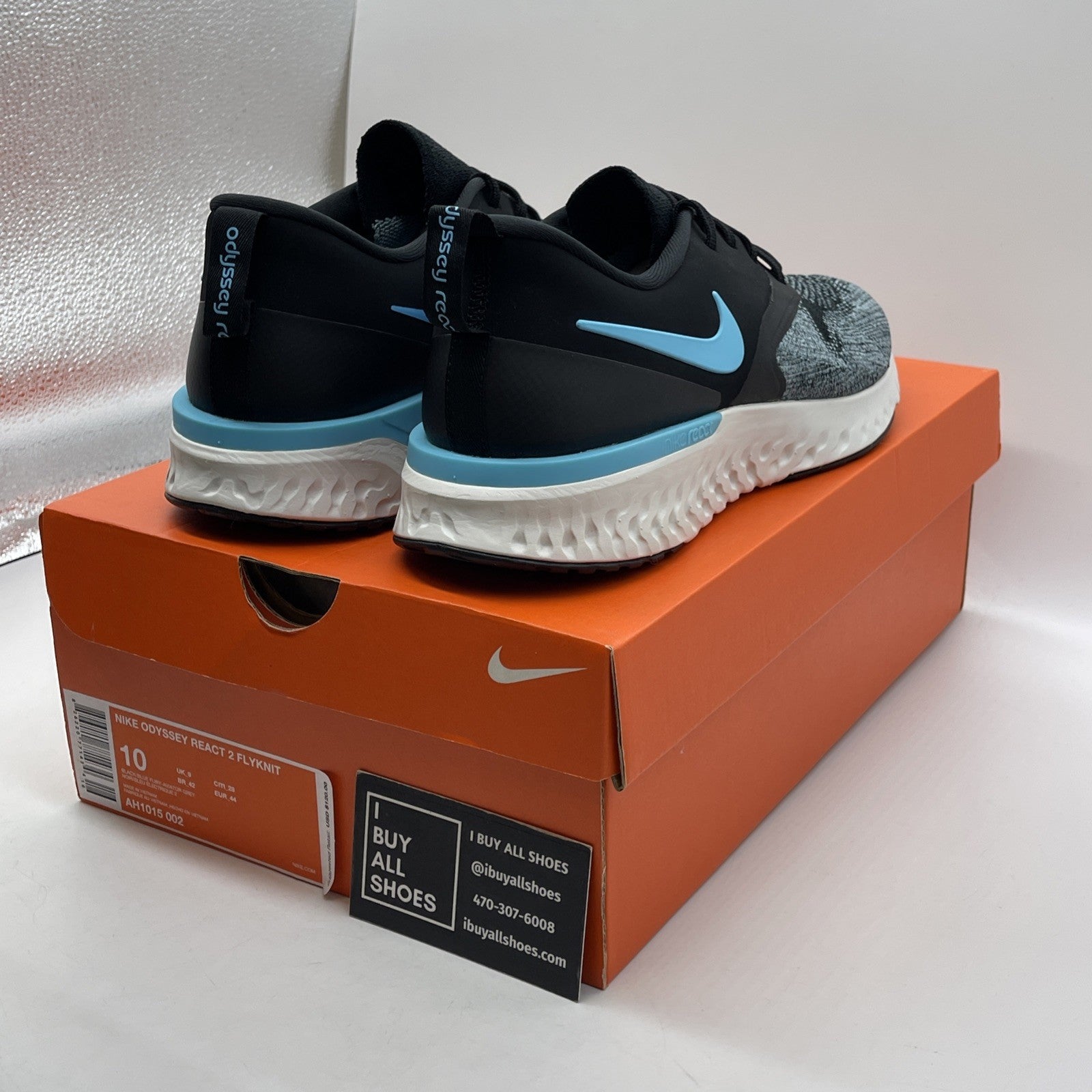 Size 10 - Nike Odyssey React 2 Flyknit Black Aviator Grey Suede (AH1015-002)