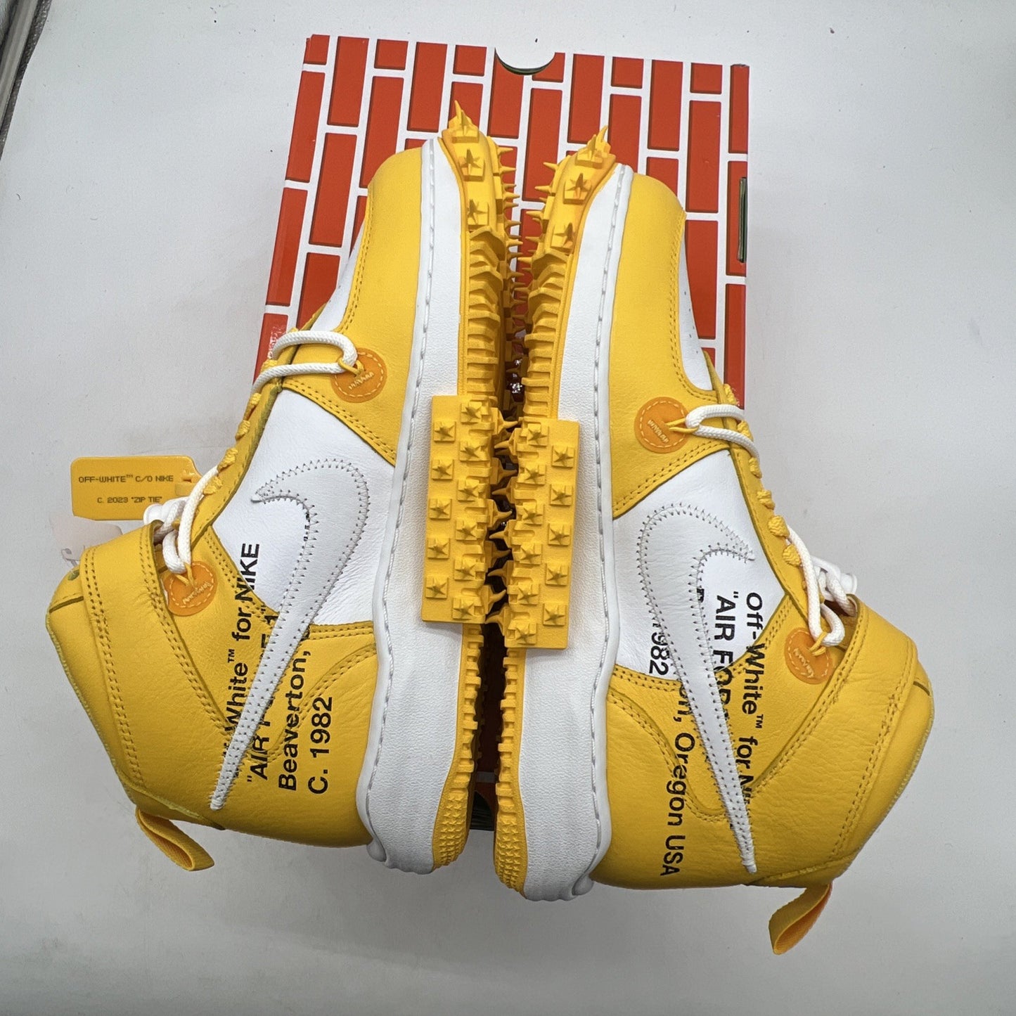 Size 9.5 -Nike Off-White x Air Force 1 SP Leather Mid Varsity Maize (DR0500-101)