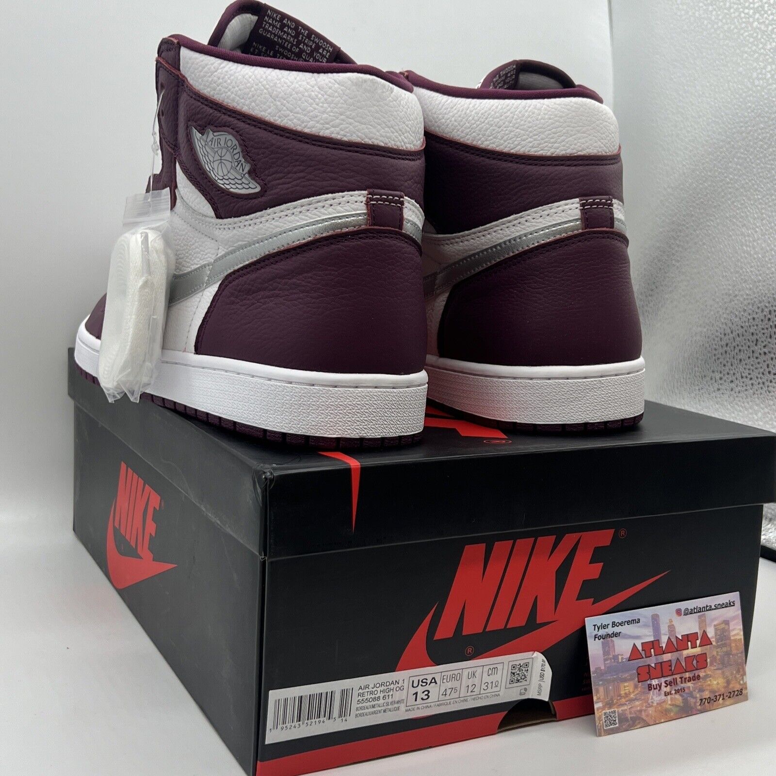 Size 13 - Jordan 1 Retro High OG Bordeaux Leather Black Og All Brand New