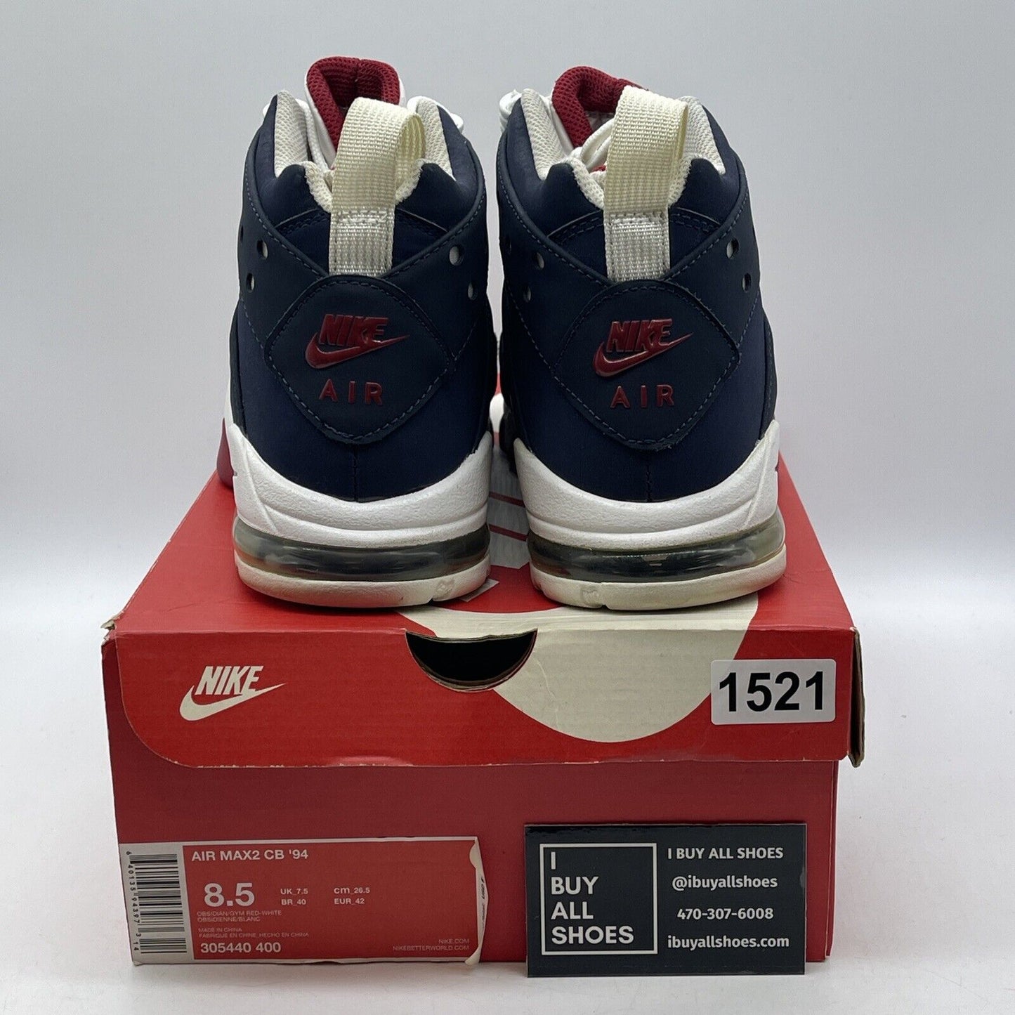 Size 8.5 - Nike Air Max 2 CB 94 Obsidian Blue Red White Suede (305440-400)