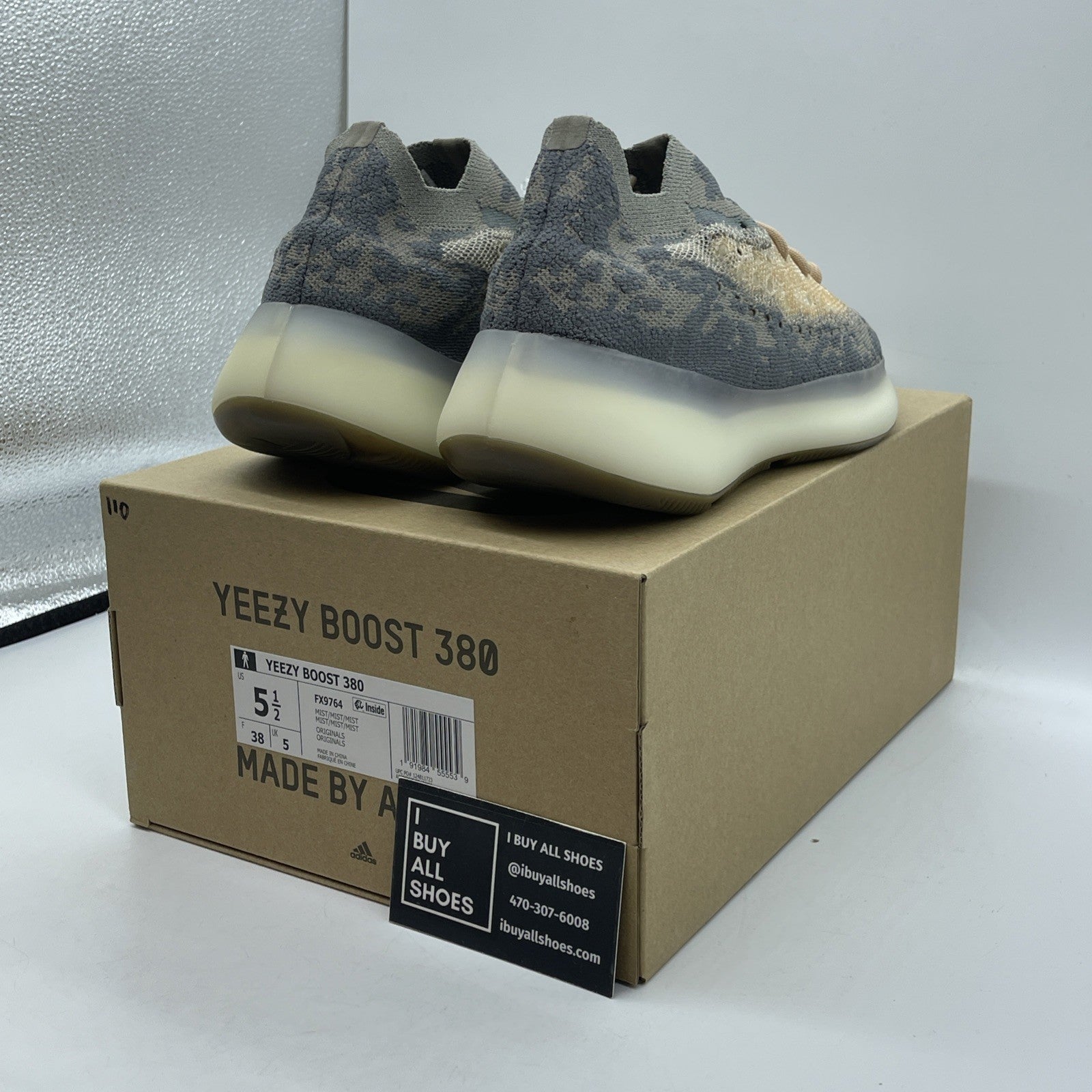 Size 5.5 - adidas Yeezy Boost 380 Mist Non-Reflective Grey Suede (FX9764)