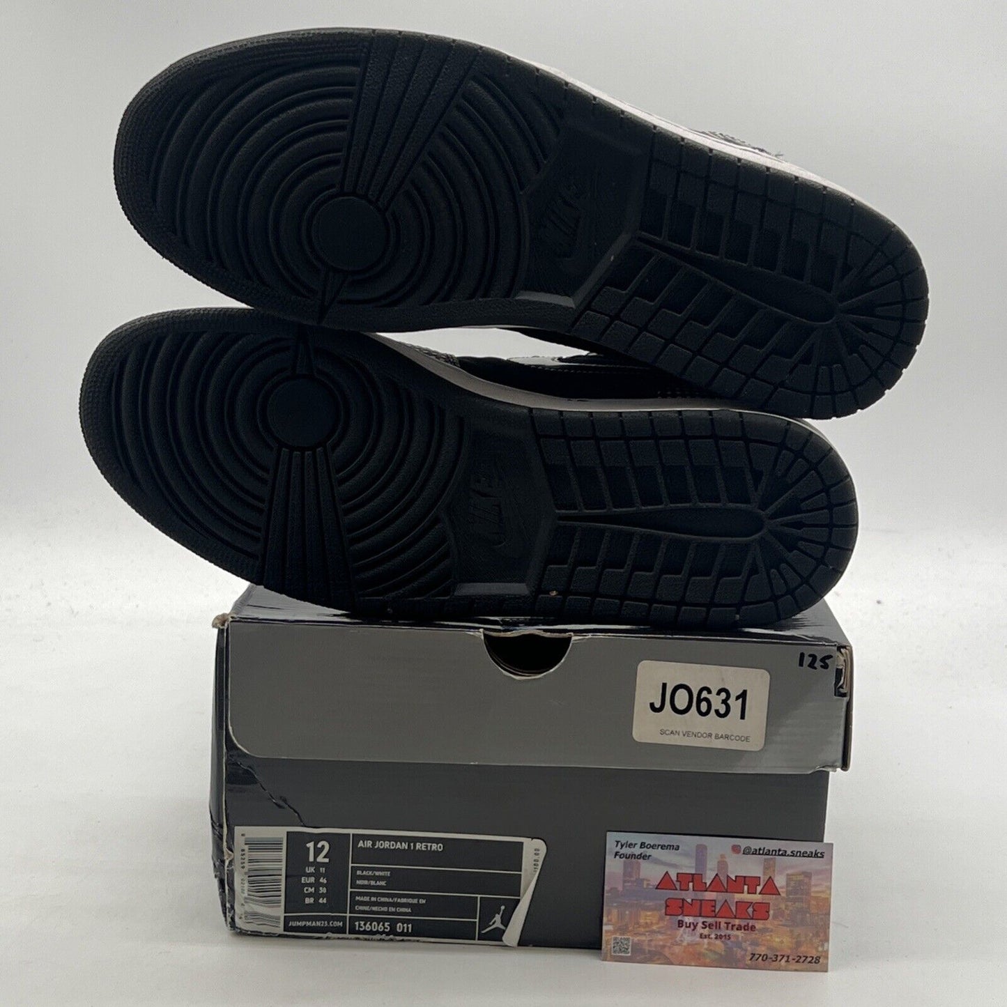 Size 12 - Air Jordan 1 Retro Black White (136065-011)