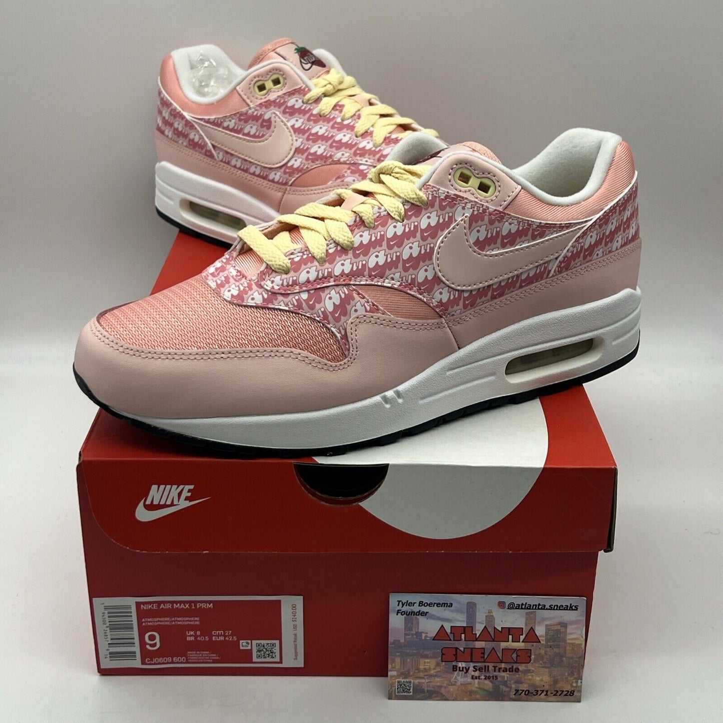 Size 9 - Nike Air Max 1 Premium Strawberry Lemonade Brand New Og All Pink DS