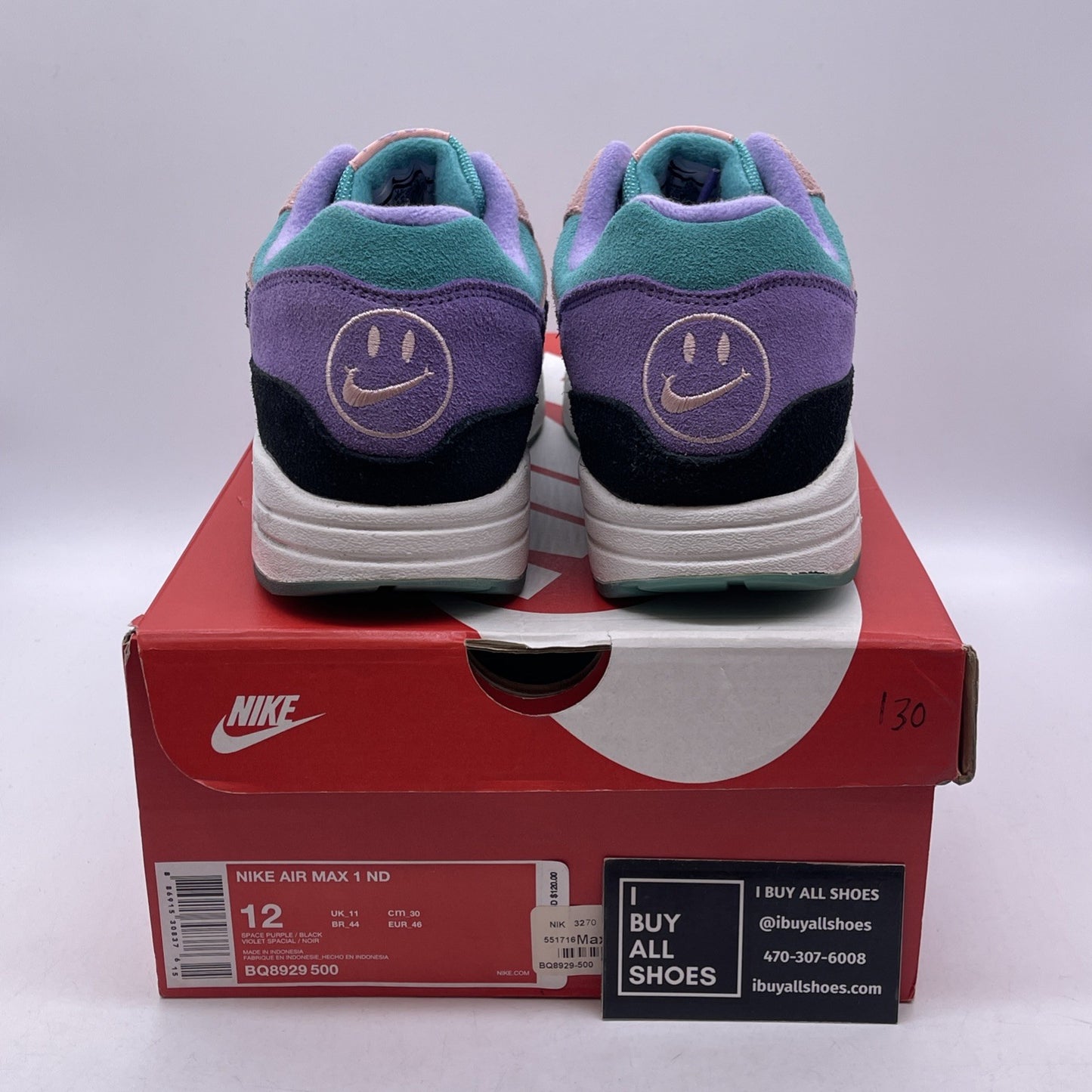 Size 12 - Nike Air Max 1 Have A Nike Day Black Purple Pink Suede (BQ8929-500)