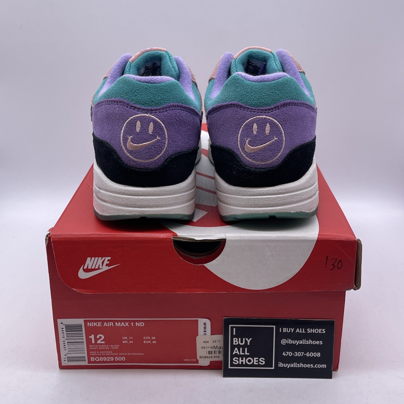 Size 12 - Nike Air Max 1 Have A Nike Day Black Purple Pink Suede (BQ8929-500)