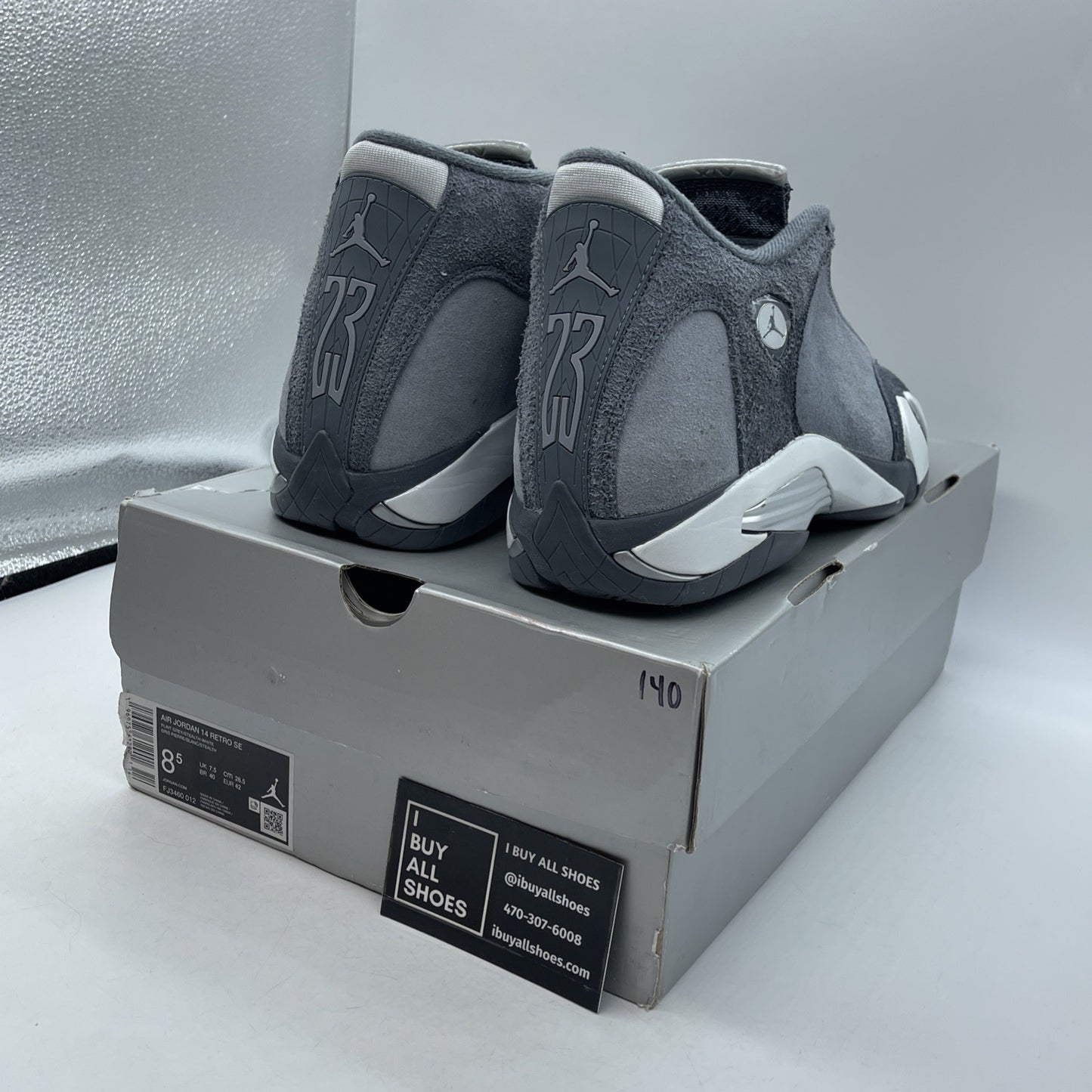 Size 8.5 - Nike Air Jordan 14 Retro Flint Grey White Suede (FJ3460-012)